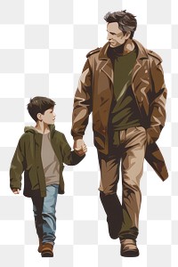 PNG Walking drawing father jacket. 