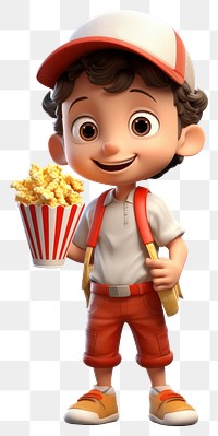 PNG  Cartoon popcorn cute white background. AI generated Image by rawpixel.