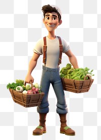PNG Vegetable cartoon farmer basket. AI generated Image by rawpixel.