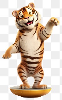 PNG  Tiger standing figurine cartoon