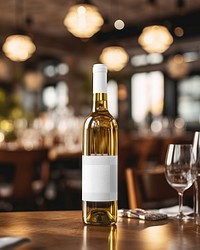 Wine bottle, png transparent mockup