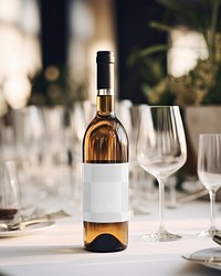 Wine bottle label png mockup, transparent design