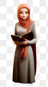 PNG Reading hijab adult woman. 