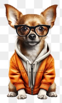 PNG Glasses dog chihuahua portrait. 