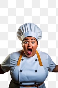 PNG Chef head surprised portrait. 