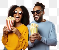 PNG Laughing popcorn glasses togetherness. 