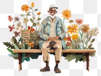 PNG Sitting flower art painting. 