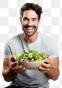 PNG Eating adult salad smile. 