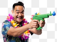PNG Songkran festival person adult gun. AI generated Image by rawpixel.
