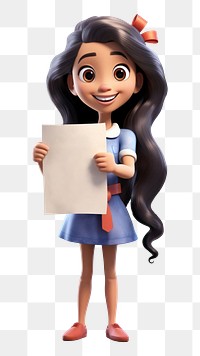 PNG Smiling cartoon doll girl. AI generated Image by rawpixel.
