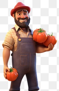 PNG Farmer guy tomato vegetable cartoon. 