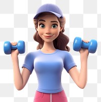 PNG Woman holding dumbbell cartoon sports  