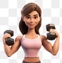 PNG Woman holding dumbbell cartoon sports adult. 