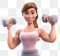 PNG Woman holding dumbbell cartoon sports adult. 