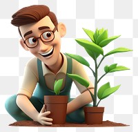 PNG Cartoon plant gardening adult. AI generated Image by rawpixel.