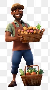 PNG Basket vegetable smiling holding. AI generated Image by rawpixel.