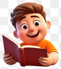 PNG Reading cartoon smiling book. AI generated Image by rawpixel.