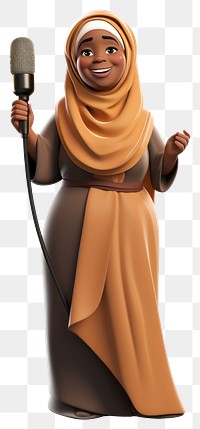 PNG  Microphone figurine cartoon hijab. AI generated Image by rawpixel.