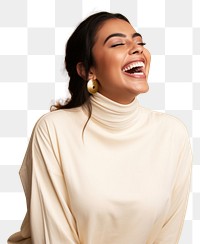 PNG Laughing yellow adult woman. 