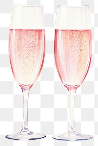 PNG Glass champagne drink wine, digital paint illustration. 