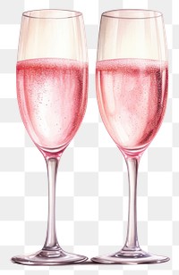 PNG Glass champagne drink wine, digital paint illustration.