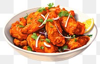 PNG Food dish pakora plate, digital paint illustration.