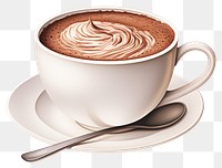 PNG Cup chocolate dessert coffee, digital paint illustration