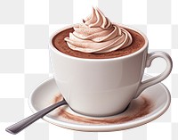 PNG Chocolate cup dessert coffee, digital paint illustration.