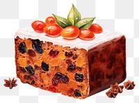 PNG Fruit cake dessert plant, digital paint illustration.