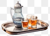 PNG Glass tray drink jug, digital paint illustration. AI generated image