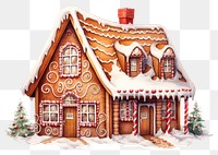 PNG Gingerbread house architecture Christmas, digital paint illustration. 