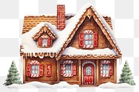 PNG Gingerbread Christmas house architecture, digital paint illustration AI generated image