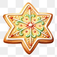 PNG Gingerbread cookie Christmas dessert, digital paint illustration. 