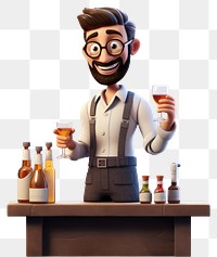 PNG Bartender cartoon adult white background. AI generated Image by rawpixel.