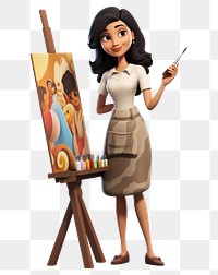 PNG Painter cartoon adult women. 