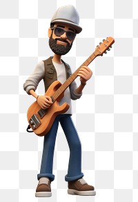 PNG Musician cartoon guitar adult. AI generated Image by rawpixel.