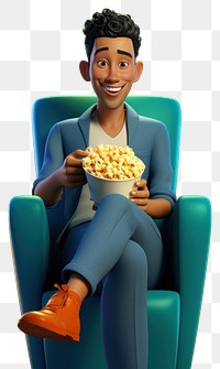 PNG Sitting popcorn holding chair. 