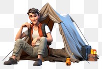PNG Sitting camping cartoon tent. AI generated Image by rawpixel.