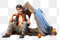 PNG Sitting camping cartoon tent. 