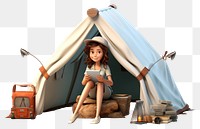 PNG Tent camping cartoon white background. AI generated Image by rawpixel.