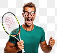 PNG Racket tennis shouting holding. AI generated Image by rawpixel.