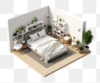 PNG Bedroom furniture transparent background architecture. AI generated Image by rawpixel.