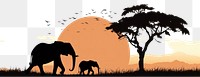PNG Silhouette landscape grassland wildlife. AI generated Image by rawpixel.