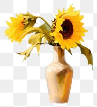 PNG Sunflower painting vase plant. 