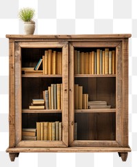 PNG Furniture bookcase wood bookshelf. AI generated Image by rawpixel.