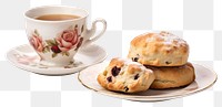 PNG Cup saucer scone bread. AI generated Image by rawpixel.