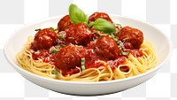 PNG Spaghetti meatball pasta plate transparent background