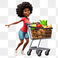 PNG Supermarket shopping pushing cartoon. AI generated Image by rawpixel.