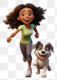 PNG Dog cartoon running friendship. 