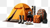 PNG Camping backpack outdoors tent. AI generated Image by rawpixel.